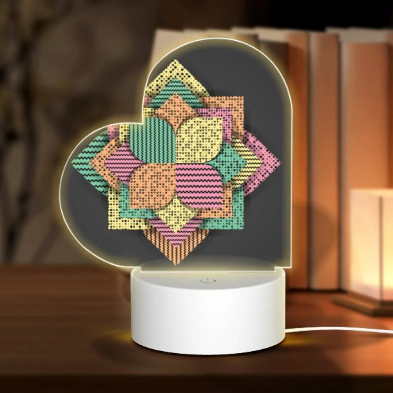 Love Acrylic Night Light, A colorful geometric pattern is displayed on a black background. Love Acrylic Night Light, A Colorful Geometric Pattern Is Displayed On A Black Background. -Cute Night Light Shop 855ace1e5644eb5e5b547134bfb98975844be079