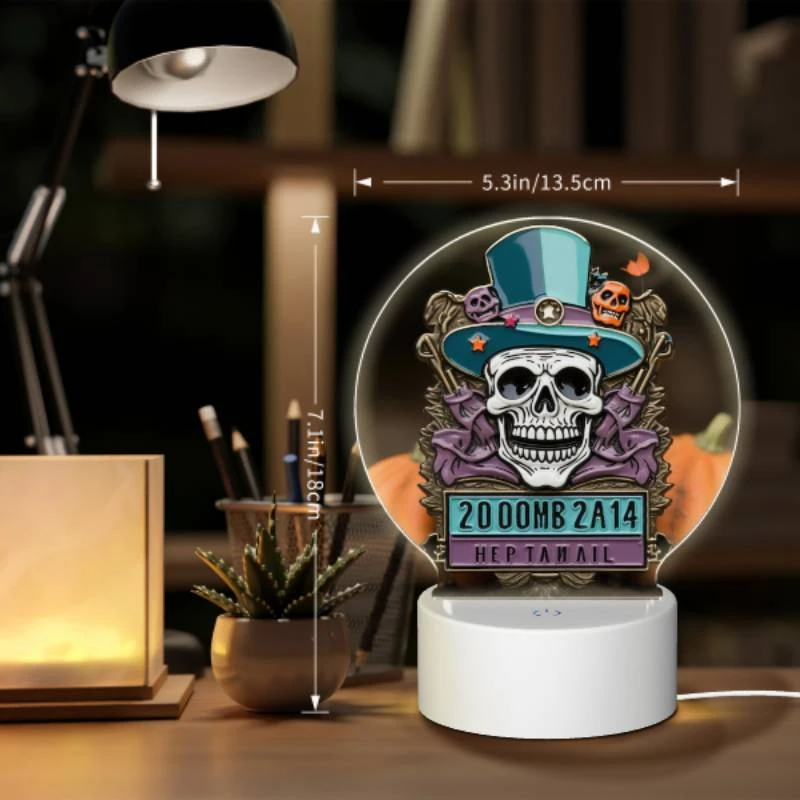 Round Acrylic Night Light, A skeleton wearing a top hat and a purple suit with the words 200MB 2014 on it. Round Acrylic Night Light, A Skeleton Wearing A Top Hat And A Purple Suit With The Words 200MB 2014 On It. -Cute Night Light Shop 8612884d5cafc4e47d2d6a8679de392ba7842393
