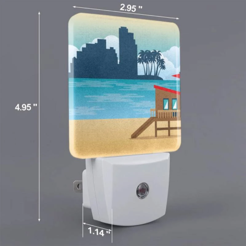 Night Light, A beach scene with a lifeguard tower and a palm tree. Night Light, A Beach Scene With A Lifeguard Tower And A Palm Tree. -Cute Night Light Shop 86d519d67b39ce11e4d3ba3a01dd2e5d84170965