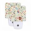 Night Light Set Of 2, A Colorful Floral Pattern With Hearts And Leaves.