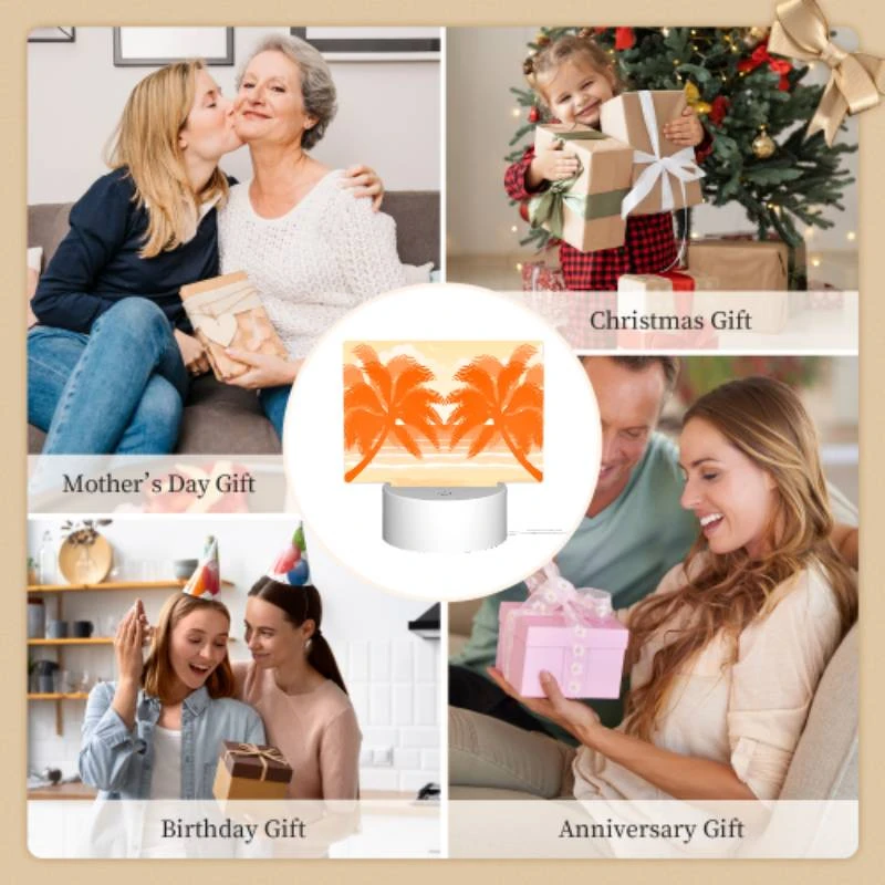 Rectangular Acrylic Night Light, A colorful beach scene with palm trees and a sunset. Rectangular Acrylic Night Light, A Colorful Beach Scene With Palm Trees And A Sunset. -Cute Night Light Shop 87014b9e3a13fbf2ab33d0d4e58c48bd9d3a33fb