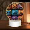 Round Acrylic Night Light, A Collection Of Halloween Pumpkins With Different Expressions. 2 Round Acrylic Night Light, A Collection Of Halloween Pumpkins With Different Expressions. -Cute Night Light Shop 87f607f87a84770adf7ca3942a338755ab945fa1