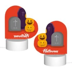Love Acrylic Night Light, A Cartoon Of Halloween With A Cross On A Tombstone. -Cute Night Light Shop 883a0d1686d0f883357cf767a799aa7175cb26e1