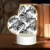 Love Acrylic Night Light, A Pattern Of Hands And Birds On A Black And White Background.