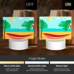 Rectangular Acrylic Night Light, A Red And White Beach Umbrella Is Set Up On The Sand 4 Rectangular Acrylic Night Light, A Red And White Beach Umbrella Is Set Up On The Sand -Cute Night Light Shop 885fb899786c4463020ed0f5ec47fac586caf68a