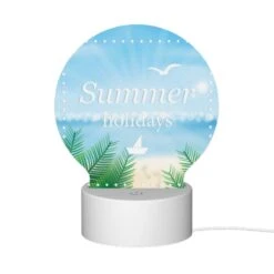 Round Acrylic Night Light, A Picture Of A Beach With A Boat And A Seagull Flying Over The Water. -Cute Night Light Shop 89aa70c5cbe22ca23ab1254e0a1cd32a89d8646b