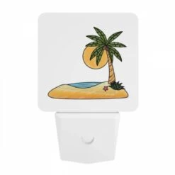Night Light, A Cartoon Drawing Of A Palm Tree On A Beach. -Cute Night Light Shop 89bfe088a991043de126a47056ea537524ee1c16
