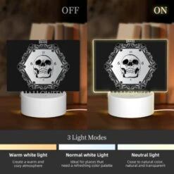 Rectangular Acrylic Night Light, A Skeleton Is Shown On A Clock With The Time Of 6:13. -Cute Night Light Shop 89e0e6997c302f97963402cd1b4176c855ec0002
