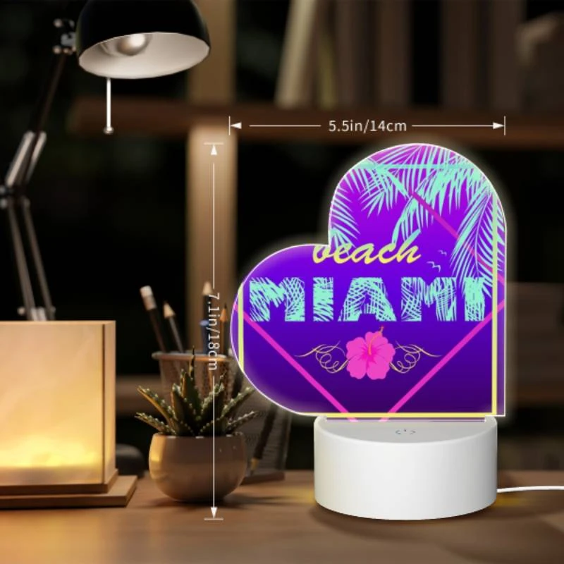 Love Acrylic Night Light, A colorful sign that says "Beach Miami.". Love Acrylic Night Light, A Colorful Sign That Says "Beach Miami.". -Cute Night Light Shop 8adc13716c1af4a3c6afa8589329b3fc37248a98