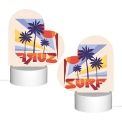 Love Acrylic Night Light, A Colorful Surfboard Logo With A Sun And Palm Trees. -Cute Night Light Shop 8b748b0a27eff1a2f3f8af396e10a0878cf913c3
