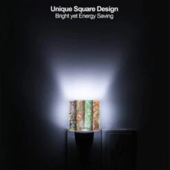 Night Light Set Of 2, Four Different Colored Designs Of Flowers Are Displayed On A Wall. -Cute Night Light Shop 8babc2b9d1ab5a37bc05133e4eb20331a7d77481