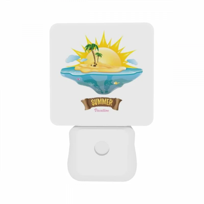 Night Light Set of 2, A sunny beach with a palm tree and a yellow sun. Night Light Set Of 2, A Sunny Beach With A Palm Tree And A Yellow Sun. -Cute Night Light Shop 8beec956ec74d6817240a9b71d2b7e9464316201