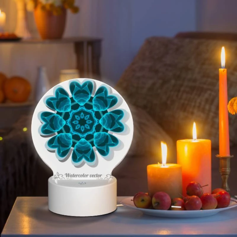 Round Acrylic Night Light, A blue and white flower with a blue background. Round Acrylic Night Light, A Blue And White Flower With A Blue Background. -Cute Night Light Shop 8c2d54ac22da9e409ec7516f141484ffd32fbd47