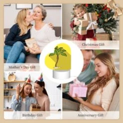 Love Acrylic Night Light, A Palm Tree Is On A Yellow Background. -Cute Night Light Shop 8c8329d3710f2583c02ff981fe1b0d7a2093d4e9