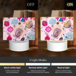 Rectangular Acrylic Night Light, A Colorful Floral Pattern With Pink -Cute Night Light Shop 8ca82bbdd7ac9379b2efc94284c57eae57f5ba53