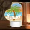 Love Acrylic Night Light, A Colorful Cartoon Of A Palm Tree And The Word "summer" On A Beach. -Cute Night Light Shop 8edce899588f7ea3cd2238ef621b5df137637485