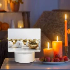 Rectangular Acrylic Night Light, A Collection Of Gold And White Pumpkins. -Cute Night Light Shop 8f415b48599ae64f9c7ce36b0ebe718e3bd72939