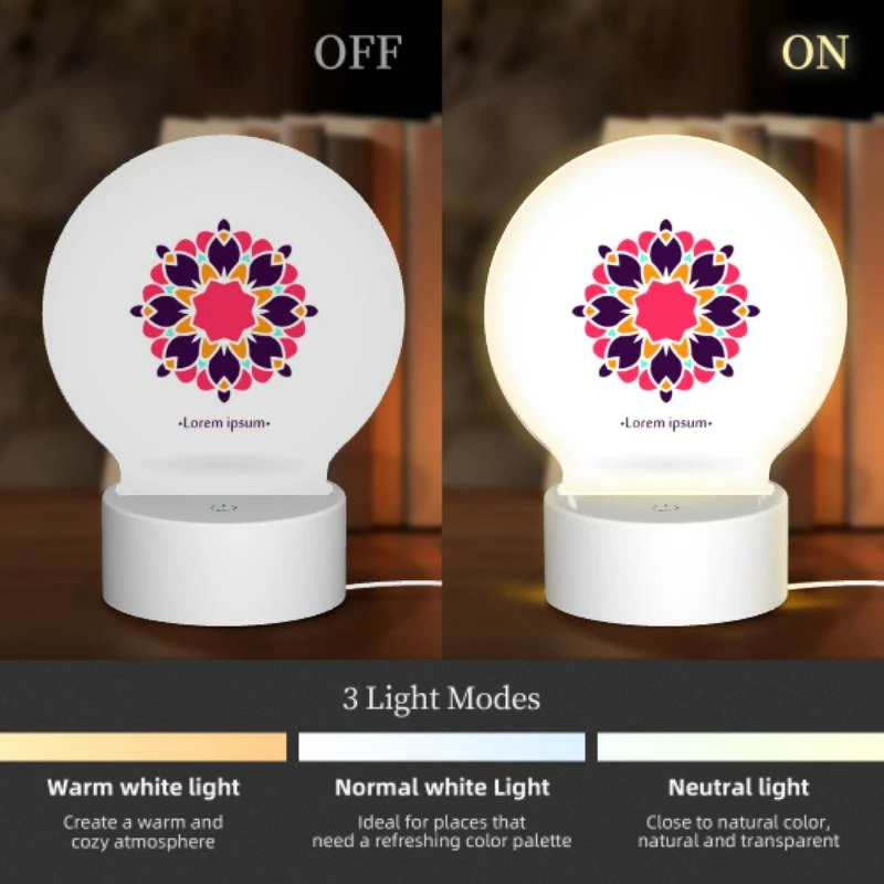 Round Acrylic Night Light, A colorful flower with a pink center and purple petals. Round Acrylic Night Light, A Colorful Flower With A Pink Center And Purple Petals. -Cute Night Light Shop 8f815e5f86b5e02651f89f8cf2b5ca2414945b7d