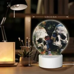 Round Acrylic Night Light, Two Skulls Are Sitting In The Grass -Cute Night Light Shop 93c3b698696a4f19841ff359a4c592a7a4745b81