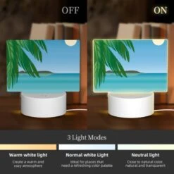 Rectangular Acrylic Night Light, A Beautiful Beach Scene With A Palm Tree And A Moon In The Sky. 4 Rectangular Acrylic Night Light, A Beautiful Beach Scene With A Palm Tree And A Moon In The Sky. -Cute Night Light Shop 94bb7762bcf60116ffe409651e7401060c2d5f85