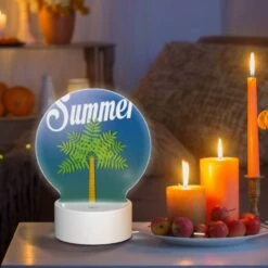 Round Acrylic Night Light, A Green Palm Tree With Yellow Trunk. -Cute Night Light Shop 954daffd827c80a3e184e53d7821f3d942e2719f