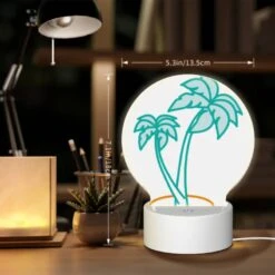 Round Acrylic Night Light, A Green And Blue Palm Tree With A Blue Trunk. -Cute Night Light Shop 960f68ce90cbbcee4e62bfa6cf816c64df4d3f0e