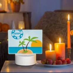 Rectangular Acrylic Night Light, A Palm Tree Is Growing On A Small Island In The Middle Of The Ocean. 8 Rectangular Acrylic Night Light, A Palm Tree Is Growing On A Small Island In The Middle Of The Ocean. -Cute Night Light Shop 96a49ef2bffcd837c208ffaad330b2e8ac84611f