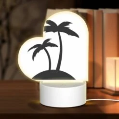 Front Page 31 Love Acrylic Night Light, A Black And White Image Of A Palm Tree On A Hill.