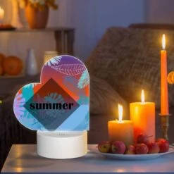 Love Acrylic Night Light, A Colorful Image Of Leaves And Flowers With The Word "summer" Written In The Middle. -Cute Night Light Shop 977cd513c9b9de8c1a81121a7cf8d9c1885e8e81