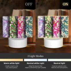 Rectangular Acrylic Night Light, Three Colorful Artworks Are Displayed Side By Side. -Cute Night Light Shop 97b380623095865f1746723253c3134160e4d602