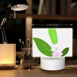 Rectangular Acrylic Night Light, A Pink Flower With Green Leaves. -Cute Night Light Shop 98896bf417fb3e2c45d7f549a9eddf0e28ad170b
