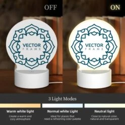 Round Acrylic Night Light, A Blue And White Logo For Vector Frame. -Cute Night Light Shop 997f8eb55be139f18fd8b3daa0b023d1274fc742
