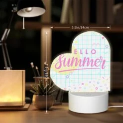 Love Acrylic Night Light, A Pink And Yellow Sign That Says "Hello Summer". -Cute Night Light Shop 9a7c523c93a5361e88cdb1df73d7f563b0f39d79