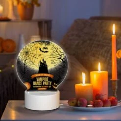 Round Acrylic Night Light, A Poster Advertising A Halloween Dance Party. -Cute Night Light Shop 9accad78b576d9a69cedc8be99020c75cd6b39c1