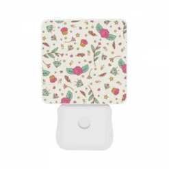 Night Light Set Of 2, A Pattern Of Flowers And Stars With A Pink Rose In The Center. -Cute Night Light Shop 9ad6df11df6ae7dbfab822f9b386fc2a85b073d0