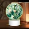 Round Acrylic Night Light, A Collection Of Flowers And Leaves On A Green Background. -Cute Night Light Shop 9b3c4cb48d29f8d0a0e3fdfe8e3910467b737eda