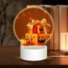 Round Acrylic Night Light, A Box Of Pumpkins With A Bow On Top. -Cute Night Light Shop 9c588090f8d8728663a7ffc9ae667c66d1d5f38f