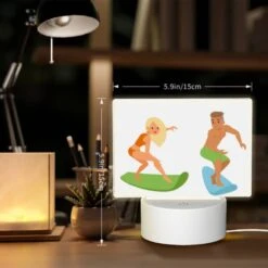 Rectangular Acrylic Night Light, A Cartoon Of A Man And A Woman Surfing. -Cute Night Light Shop 9c6462e9216f404d6f52f853d16bcd1e95a78d69