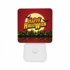 Night Light Set Of 2, A Red Background With A Yellow And Red Banner That Says "Happy Halloween." -Cute Night Light Shop 9ca0b002b159004c9cfe0d24be96033b25b0b61d