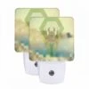 Night Light Set Of 2, A Green And Gold Crab Is Shown On A Green Background. -Cute Night Light Shop 9ca58829441bbda996abe39753eb20e3e76e51cf
