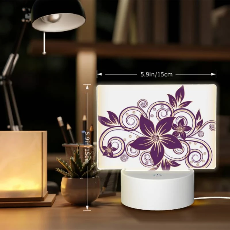 Rectangular Acrylic Night Light, A purple flower with a gold swirl around it. Rectangular Acrylic Night Light, A Purple Flower With A Gold Swirl Around It. -Cute Night Light Shop 9d614805b69772d690d3d288f4a26e1dddfd916e