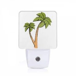 Night Light, A Green Palm Tree With Two Leaves.