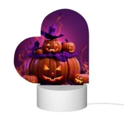 Love Acrylic Night Light, A Group Of Pumpkins With Purple Hats On Them. -Cute Night Light Shop 9e458545ae124180409858495f0696e9e8d7f85e