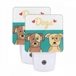 Night Light Set Of 2, Two Dogs Are Sitting Next To Each Other.