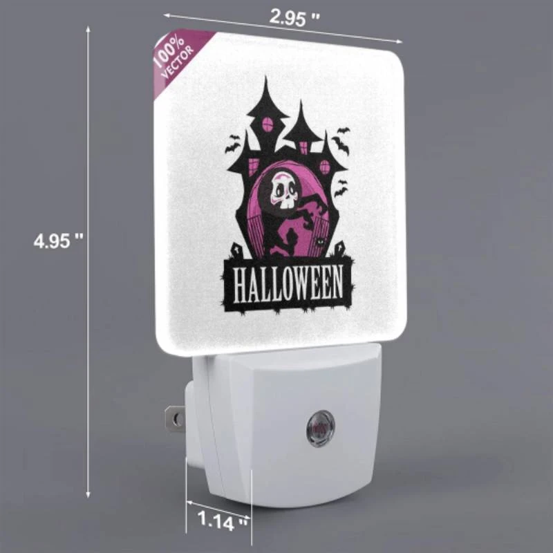 Night Light, A Halloween poster with a spooky castle and a skeleton. Night Light, A Halloween Poster With A Spooky Castle And A Skeleton. -Cute Night Light Shop 9f434bb78a9603727453c5673974d674f62ad71f