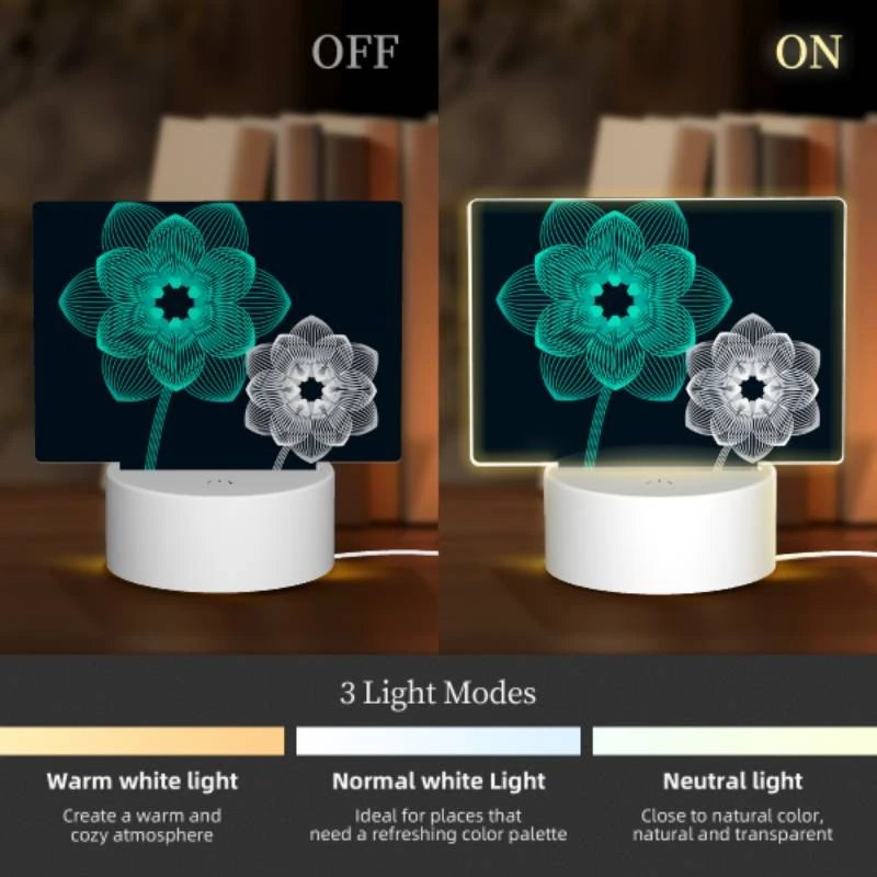Rectangular Acrylic Night Light, Two blue flowers with green centers. Rectangular Acrylic Night Light, Two Blue Flowers With Green Centers. -Cute Night Light Shop a0175b38d4be57c39e39deeb5672e423809525e9