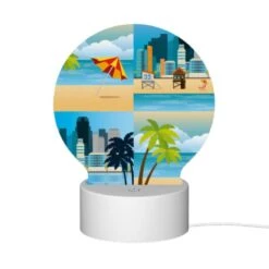 Round Acrylic Night Light, A Cityscape With A Beach And Palm Trees. -Cute Night Light Shop a03df6512b668b4cff00c3714d85f6cb1f140b08