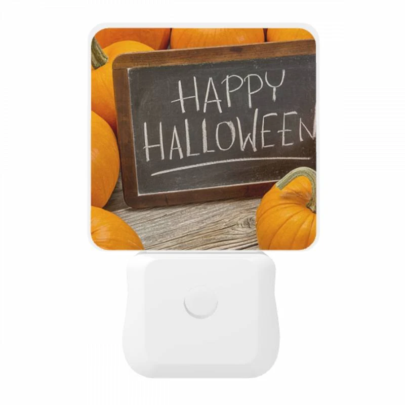 Night Light, A chalkboard sign that says "Happy Halloween" is placed in front of a pile of pumpkins. Night Light, A Chalkboard Sign That Says "Happy Halloween" Is Placed In Front Of A Pile Of Pumpkins. -Cute Night Light Shop a2fc35974434516c838fc72dc488eeaec8323377