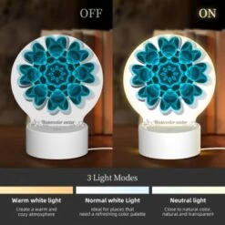 Round Acrylic Night Light, A Blue And White Flower With A Blue Background. 4 Round Acrylic Night Light, A Blue And White Flower With A Blue Background. -Cute Night Light Shop a329738f710507cd8d9e334419e992906563a9c8