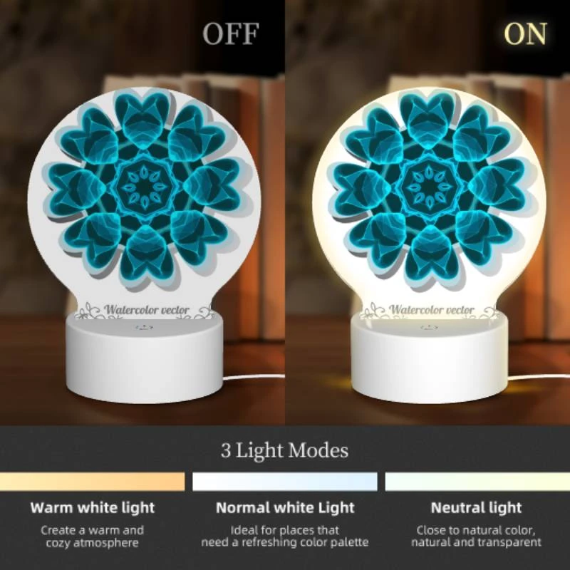 Round Acrylic Night Light, A blue and white flower with a blue background. Round Acrylic Night Light, A Blue And White Flower With A Blue Background. -Cute Night Light Shop a329738f710507cd8d9e334419e992906563a9c8